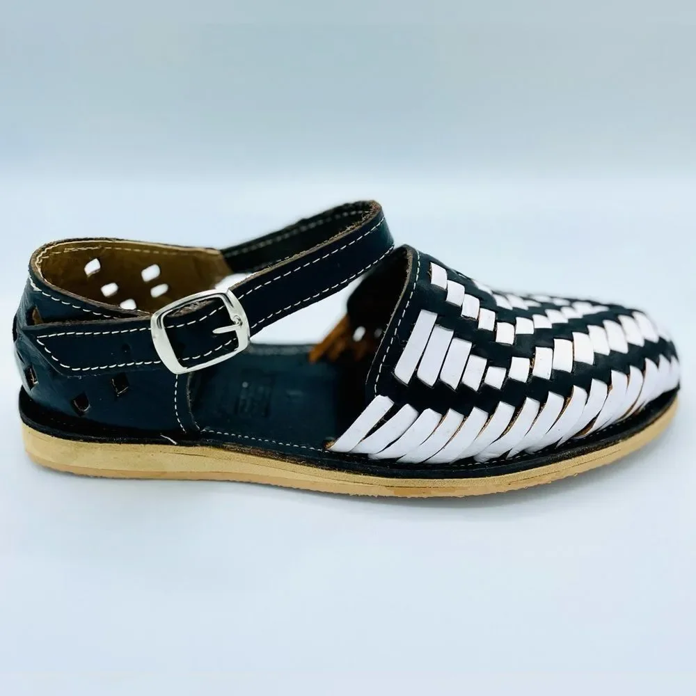 Handmade Black and White Strap Huaraches - Picture 4 of 7